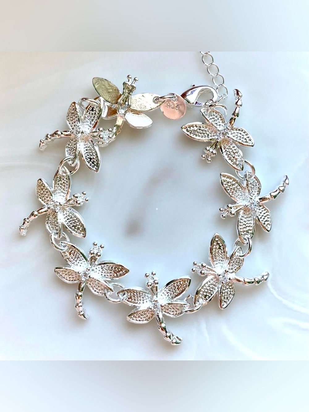 Silver Dragonfly Link Bracelet
